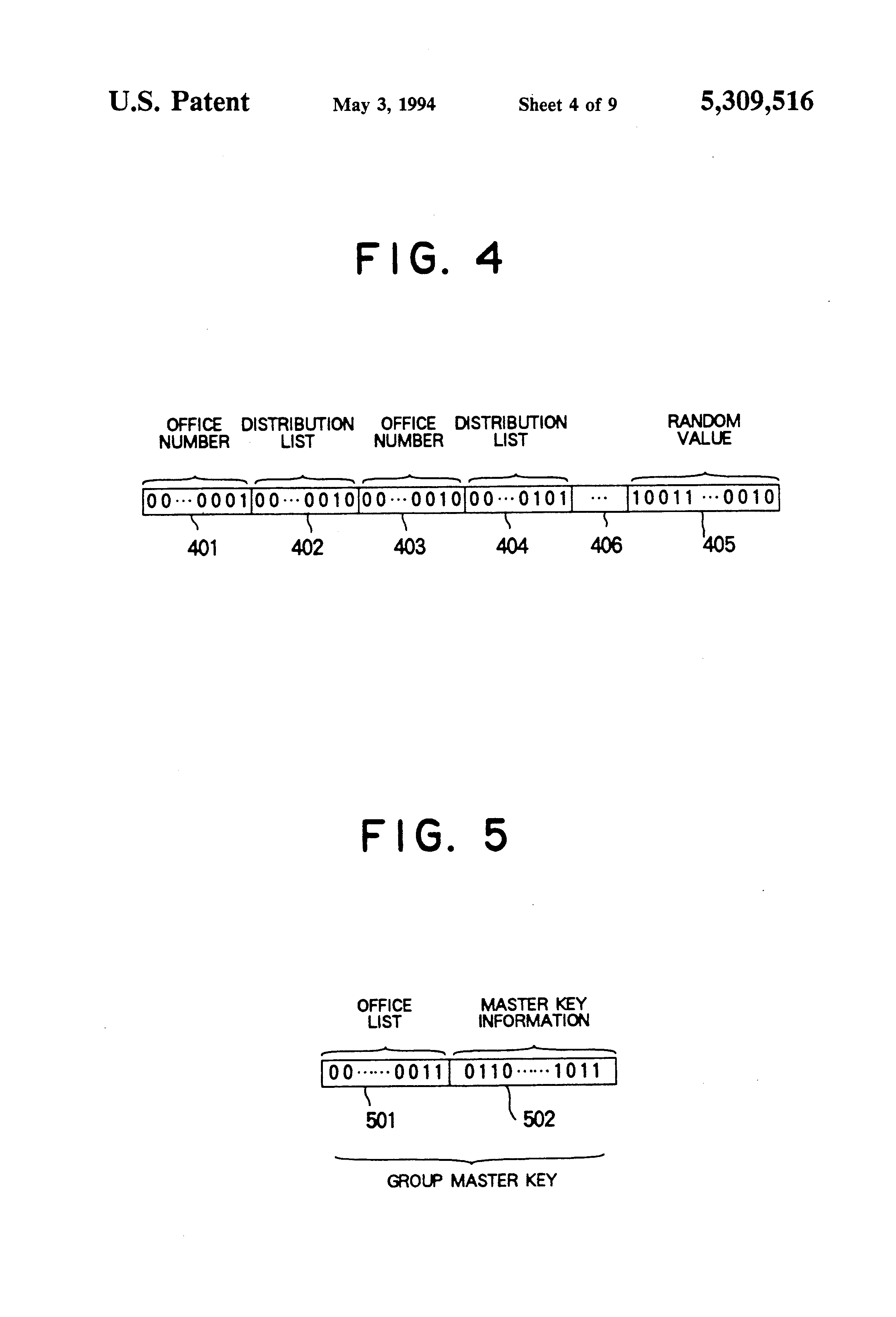 US5309516A, drawing sheet 4 of 9