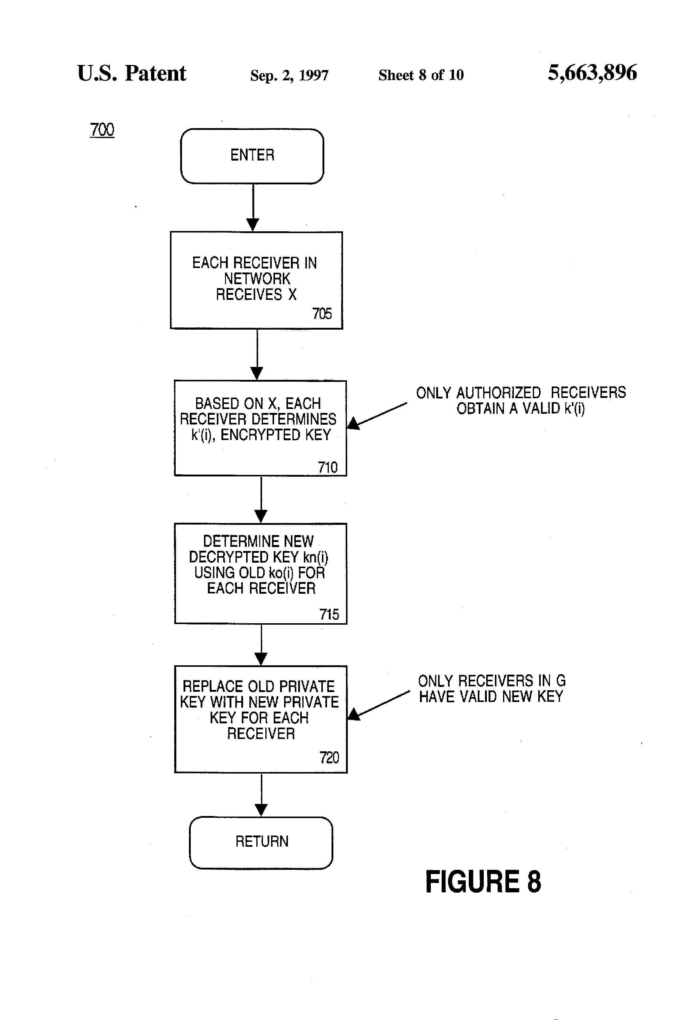 US5663896A, drawing sheet 8 of 10