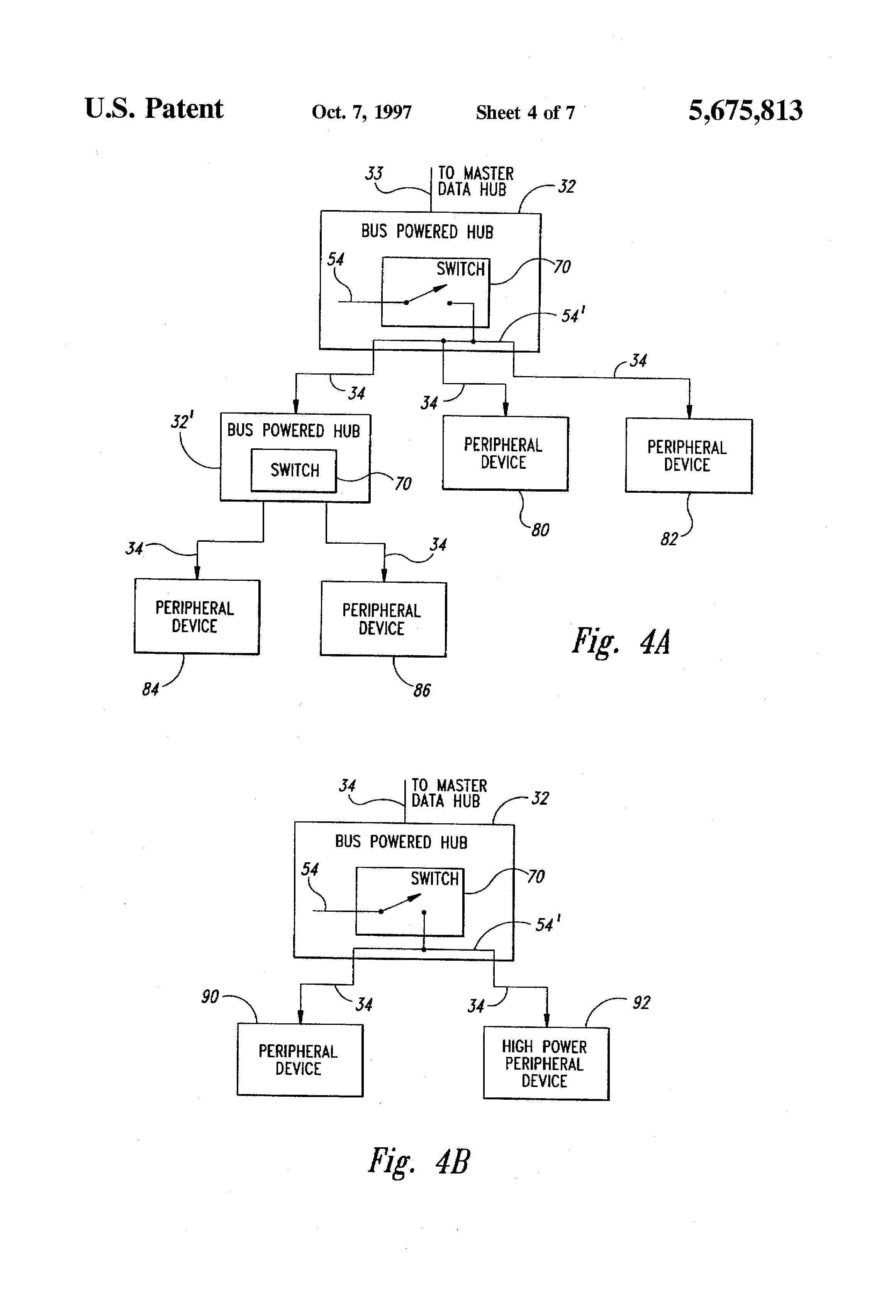 US5675813A, drawing sheet 4 of 7