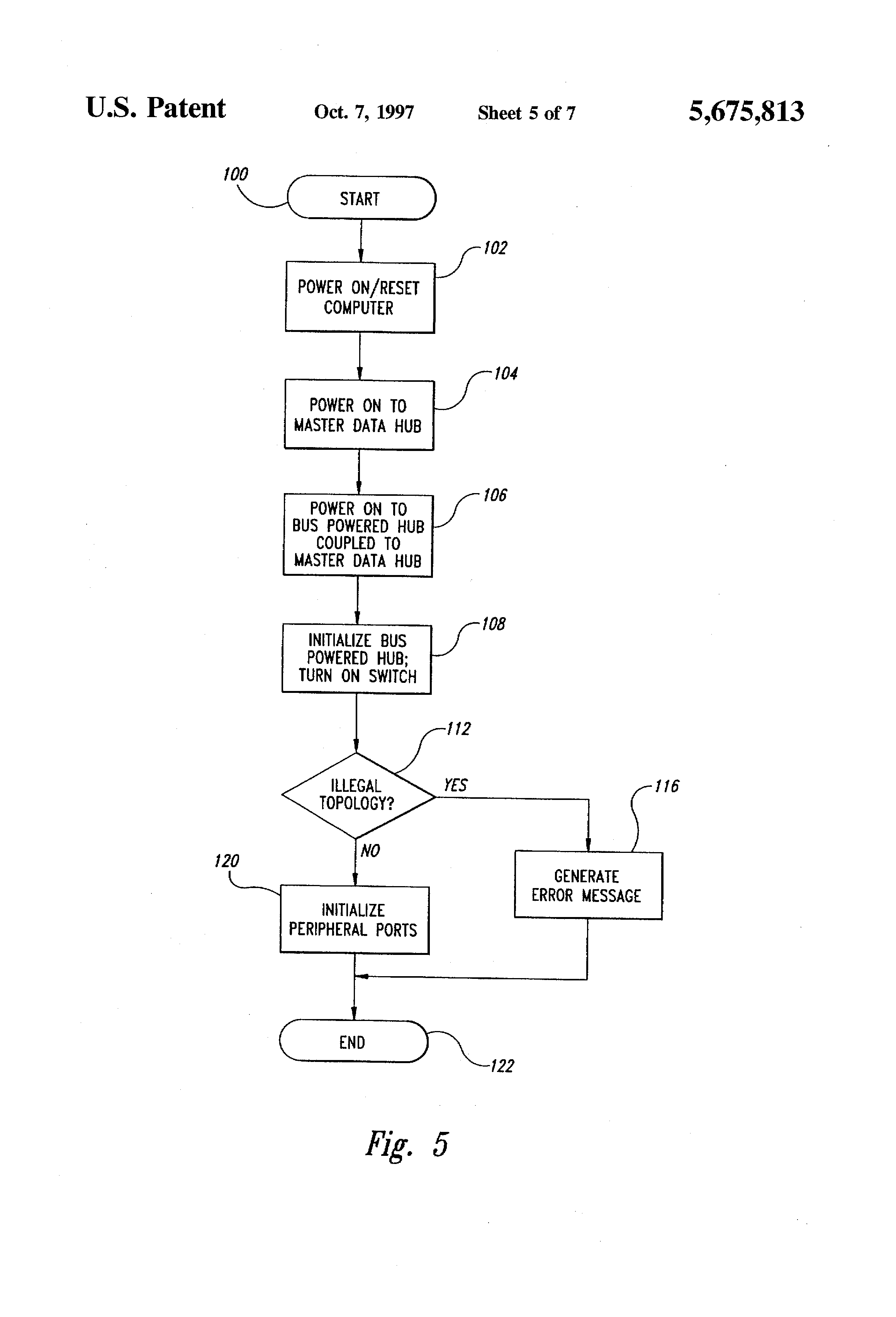 US5675813A, drawing sheet 5 of 7