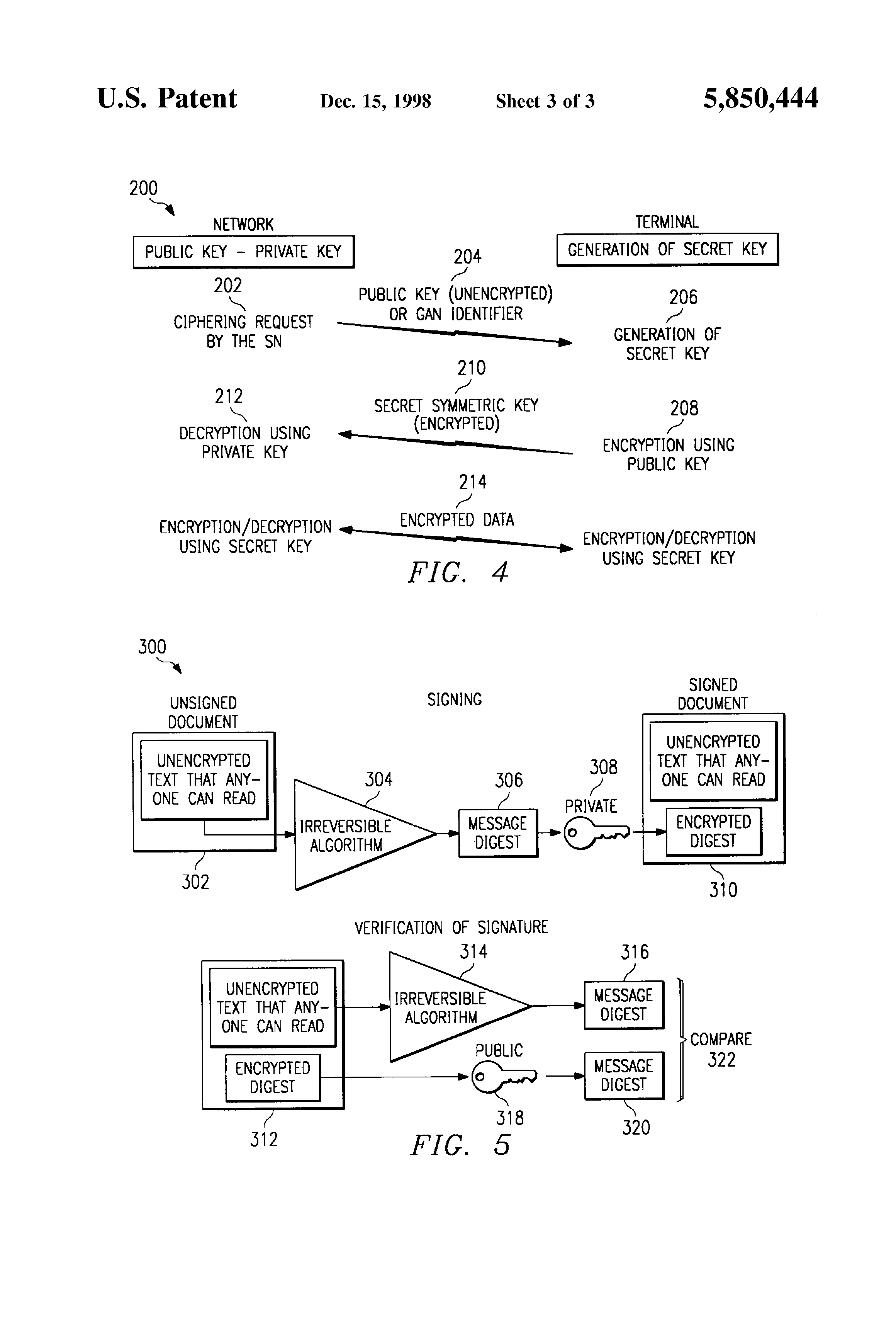 US5850444A, drawing sheet 3 of 3