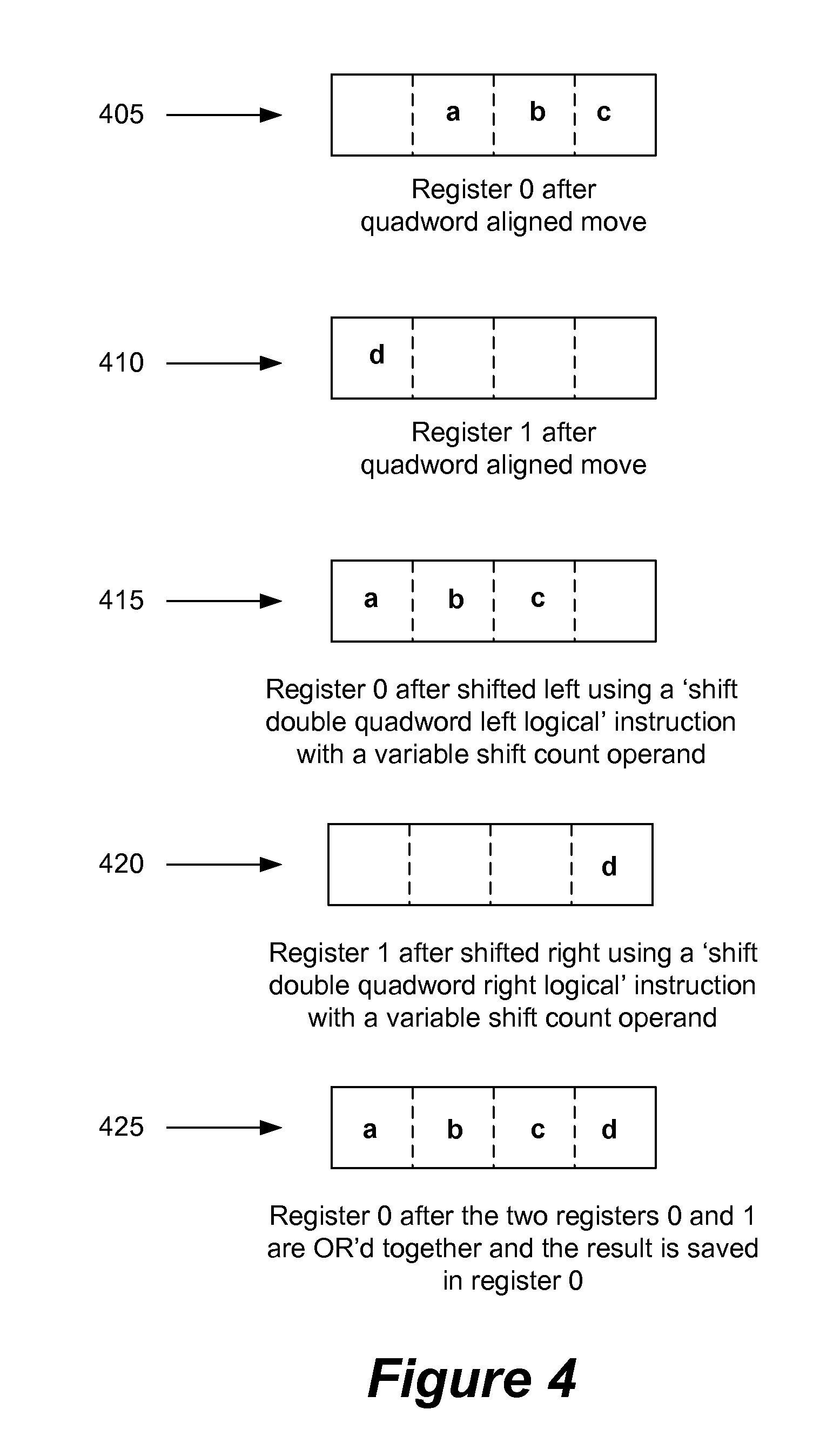US8024552B2, drawing sheet 4 of 6